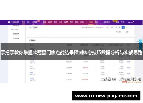 手把手教你掌握欧冠豪门焦点战结果预测核心技巧数据分析与实战思路