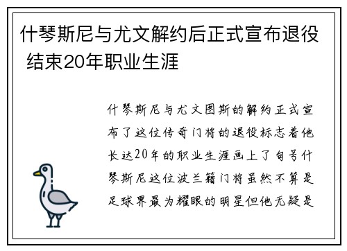 什琴斯尼与尤文解约后正式宣布退役 结束20年职业生涯